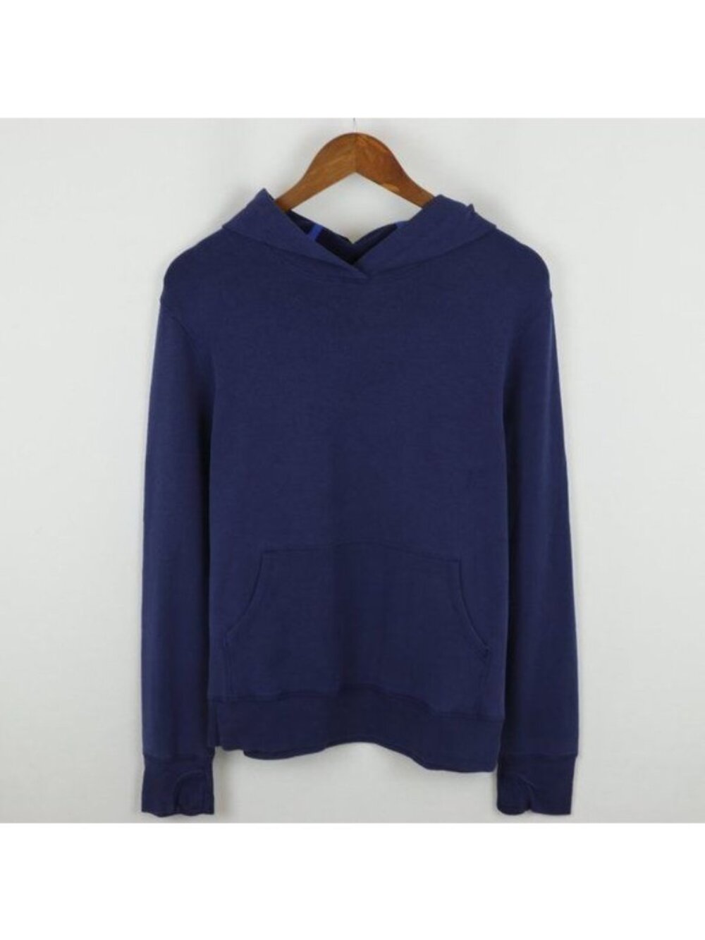 Athleta Girl Girls XXL Blue Knit Lightweight Hooded Floral Pullover Sweatshirt
